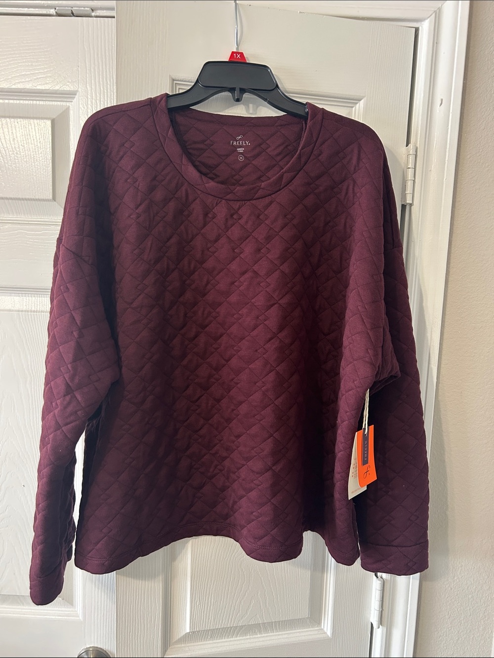 Freefly Quilted Crewneck Sweatshirt in Burgundy